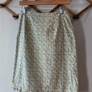 Faded Glory Floral Pencil Skirt in Cream, Blue and Green
